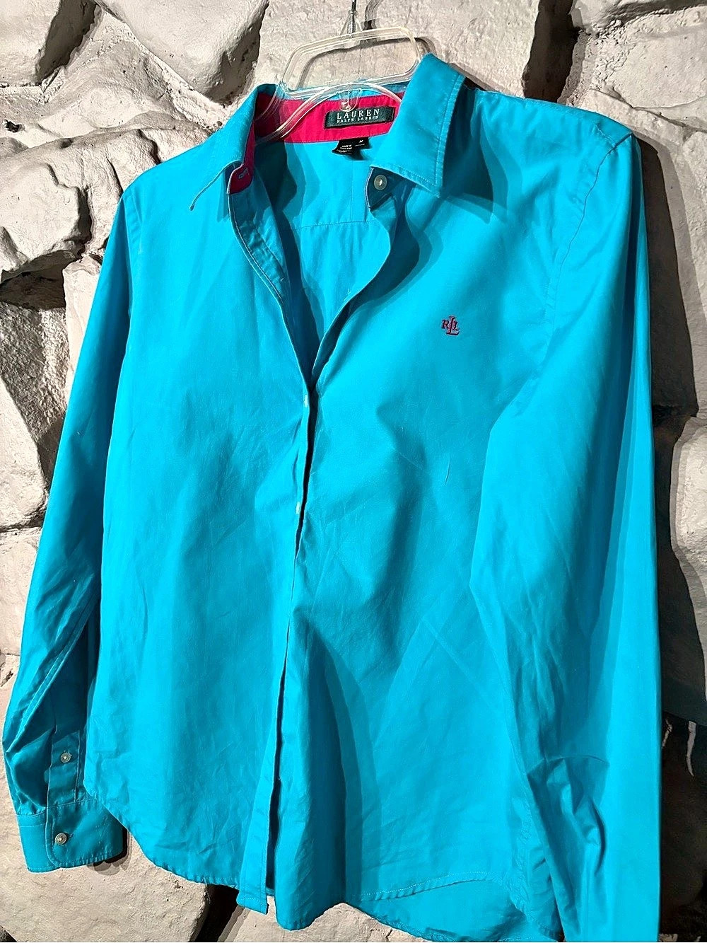 Lauren Ralph Lauren Long Sleeve Cotton Shirt in Blue Size Medium Like New